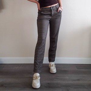 Brown and Tan Plaid Straight Pants